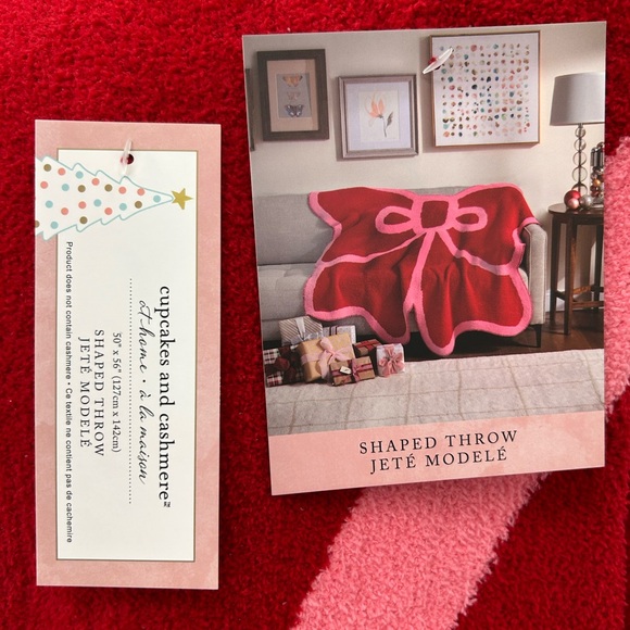 Bow Shaped 🎀 Throw Christmas Holiday Blanket by Cupcakes & Cashmere❤️🩷 - Picture 3 of 8